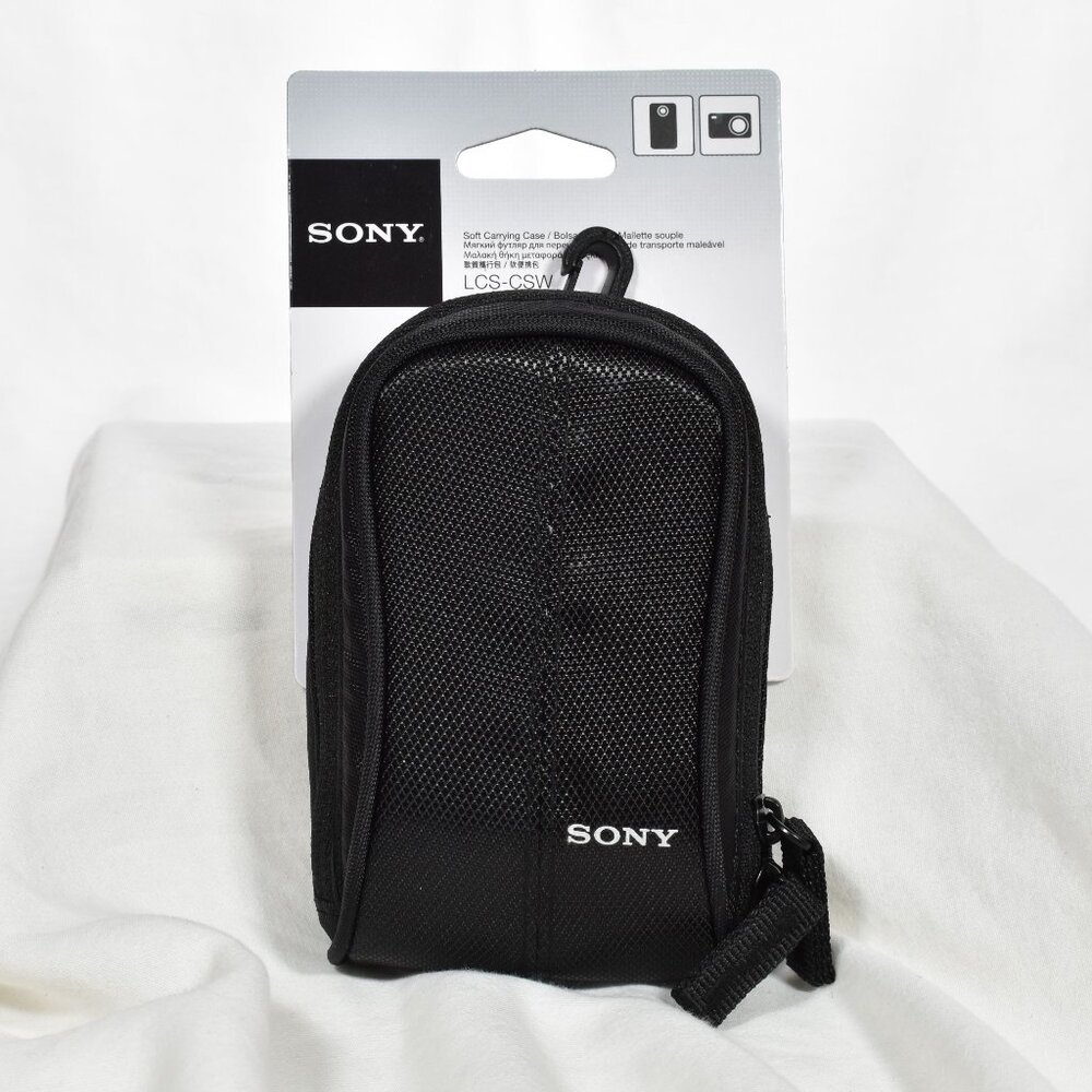 Sony LCS-CSW Soft Camera Case Black Belt Loop Memory Card Pocket Compact Pouch